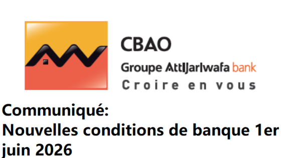 Conditions de Banque CBAO juin 2026